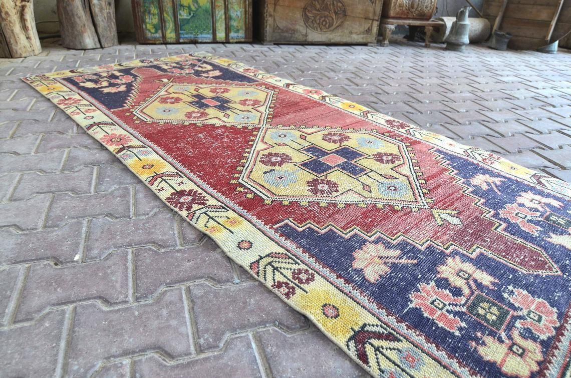 Turkish Rug, Runner Rug, 3.4x7.8 Rug, Unique Design, Runner, Anatolian Old Runner, Wool Rug, Oushak Rug, Carpet Rug, Decorative Rug, Rugs photo for sale
