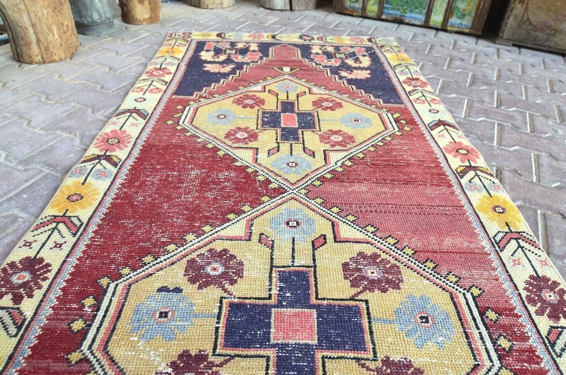 Turkish Rug, Runner Rug, 3.4x7.8 Rug, Unique Design, Runner, Anatolian Old Runner, Wool Rug, Oushak Rug, Carpet Rug, Decorative Rug, Rugs photo vinterior
