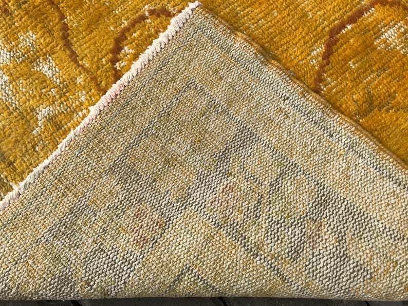photo furniture Yellow Decor Rug,Kids Rug,Bohemian Rug,Turkish Oushak Rug,Yellow Hallway Turkish Rug,Vintage Rug,Handmade Rug,Entryway Rug