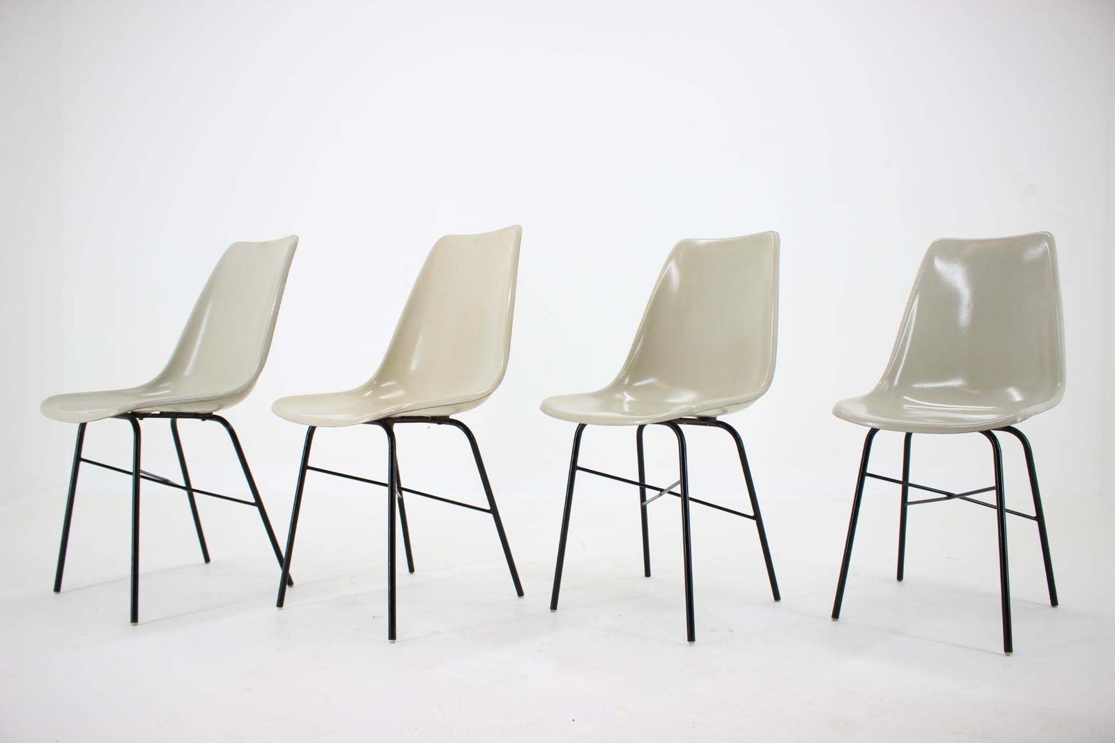 Set Of 4 Mid Century Design Fiberglass Dining Chairs / Czechoslovakia, 1960s photo furniture