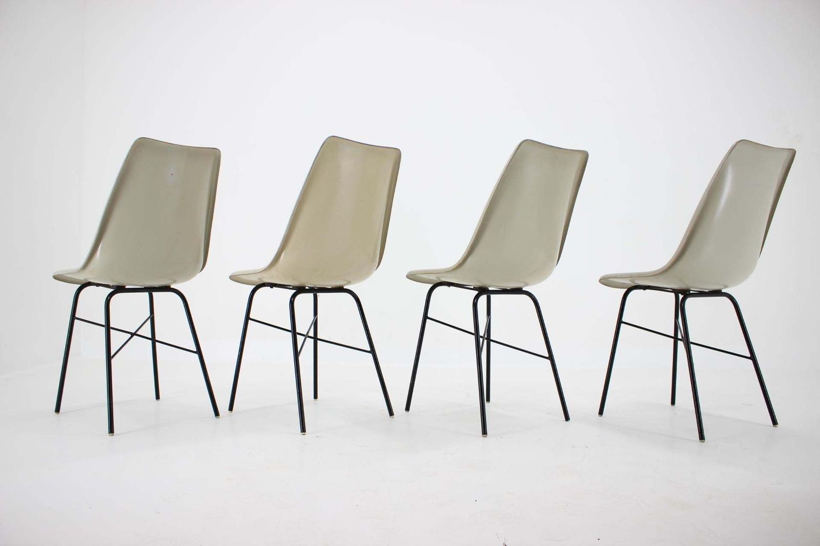 Set Of 4 Mid Century Design Fiberglass Dining Chairs / Czechoslovakia, 1960s photo 1460.0