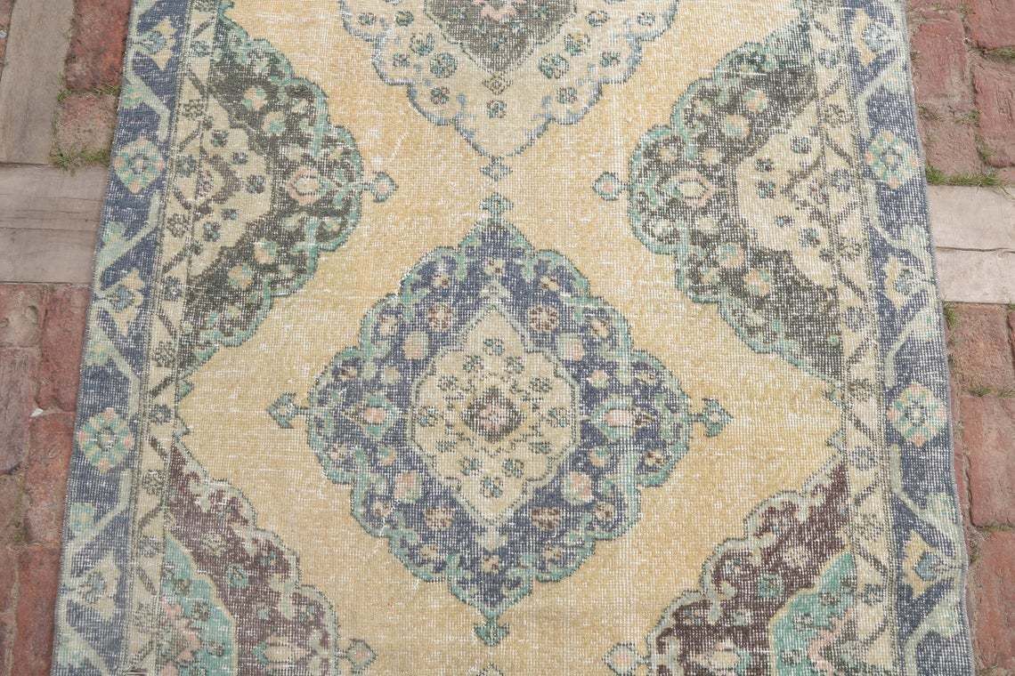 Oushak Runner Rug, Hallway Rug, Rare Runner Rug, Handmade Runner Rug, Vintage Runner Rug, Anatolian Runner Rug, Bohemian Rug, 4.2 X 11.8 Ft photo 356.0
