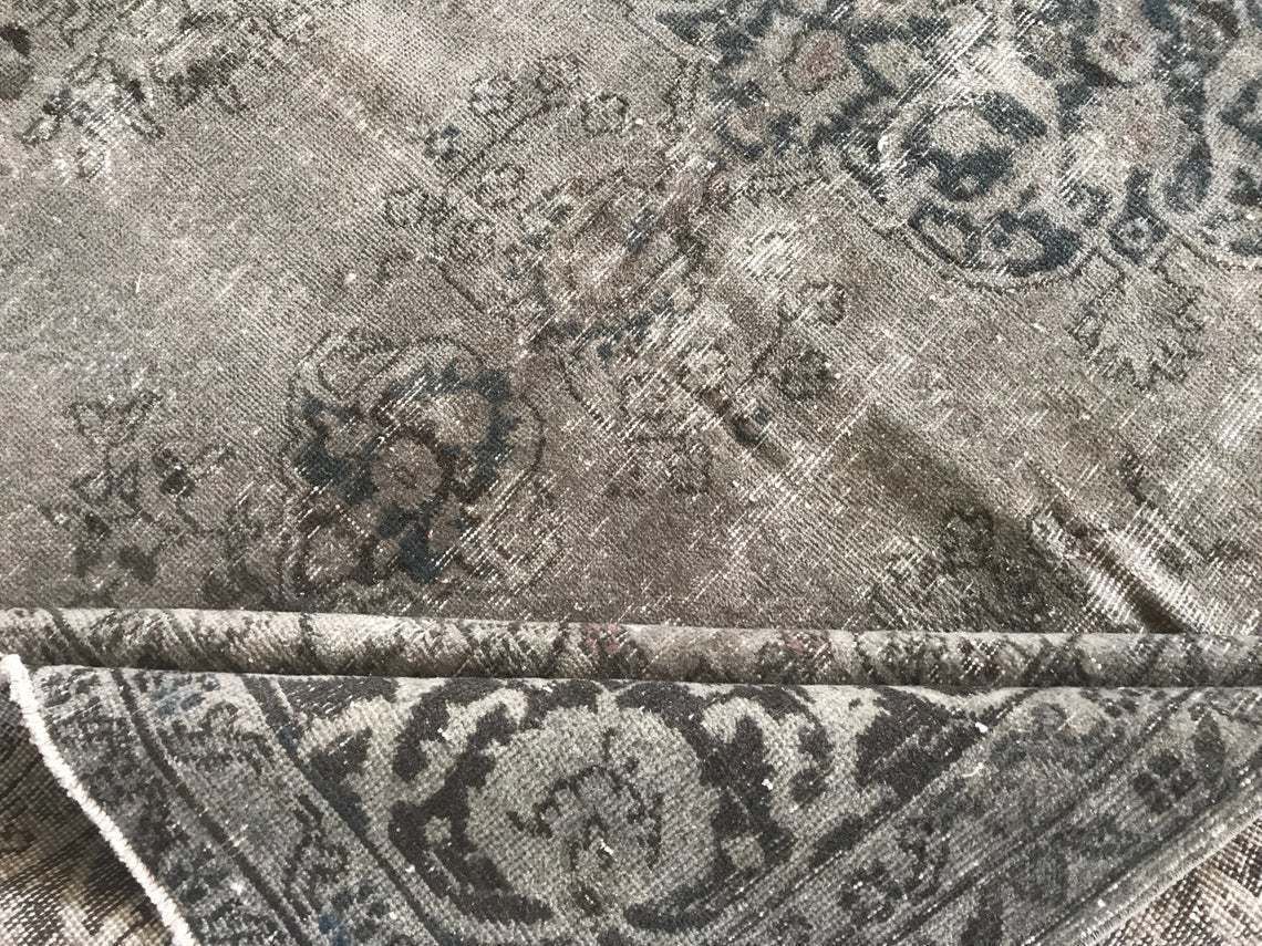 6'9''X10'6''Rug,Turkish Rug,Vintage Rug,Design Rug,Overdyed Rug,Floor Rug,Boho Rug,Gray Rug,Gray Vintage,Large Rug,Oversize Rug,Rugs photo furniture