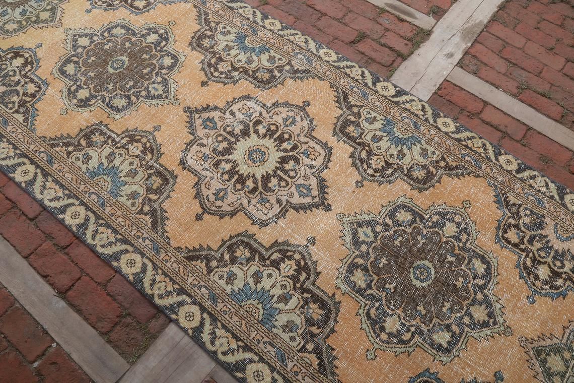 Runner Rug, Anatolian Runner Rug, Wide Runner Rug, Turkish Runner Rug, Hallway Rug, Antique Runner Rug, Oushak Runner Rug, 4.1 X 13.1 Ft