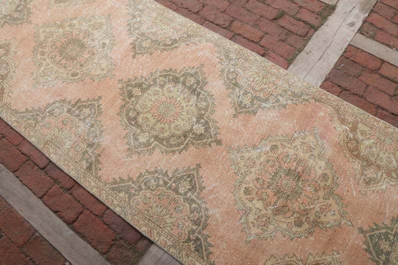 Vintage Runner, Hallway Rug, Turkish Runner Rug, Antique Runner Rug, Handmade Rug, Oushak Runner, Bohemian Runner, Long Runner photo Textiles