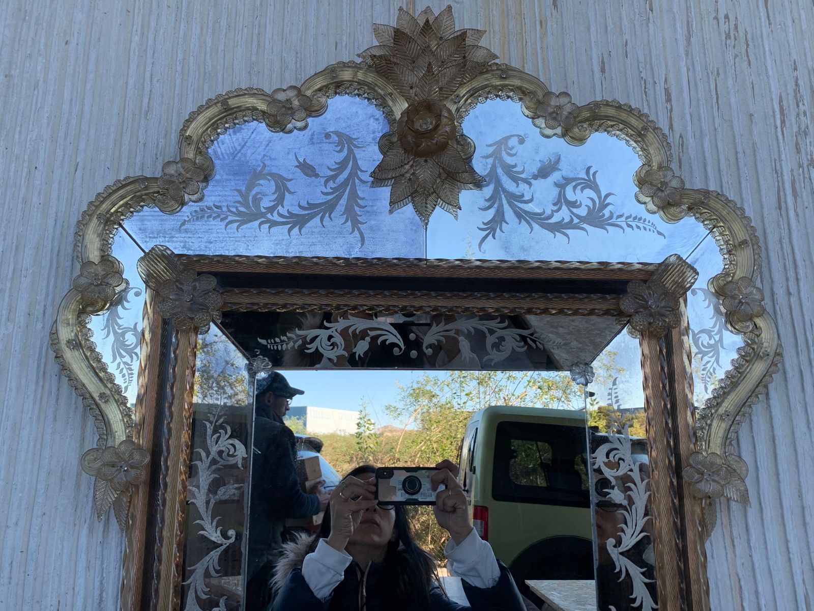Miroir vénitien rectangulaire à fronton, fait main et argenté à la main, XVIIIe siècle photo vinterior