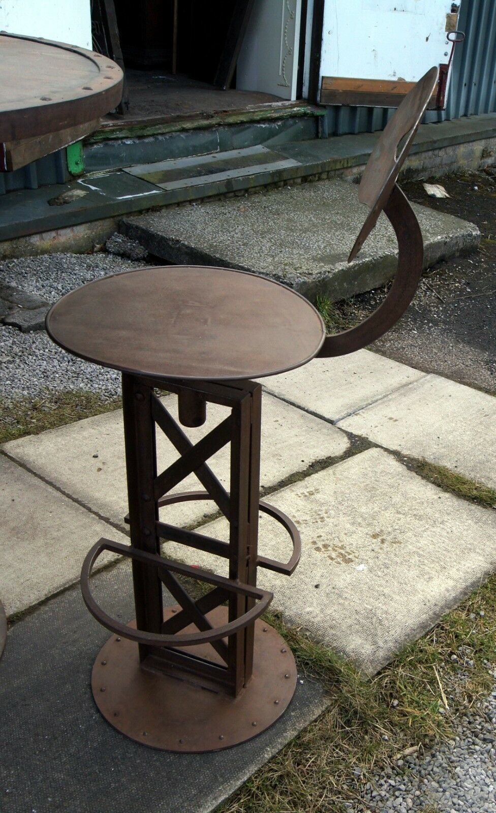 An Antique Industrial French Bistro Table And Chairs photo Furniture