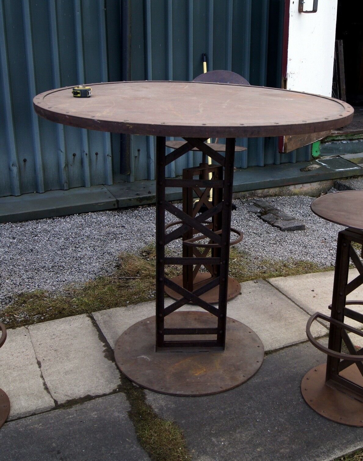 An Antique Industrial French Bistro Table And Chairs photo vinterior