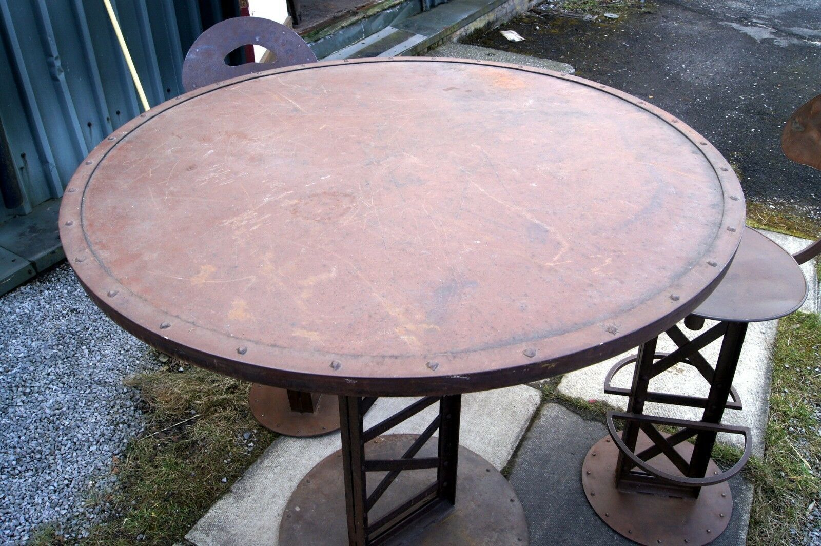 An Antique Industrial French Bistro Table And Chairs photo buy