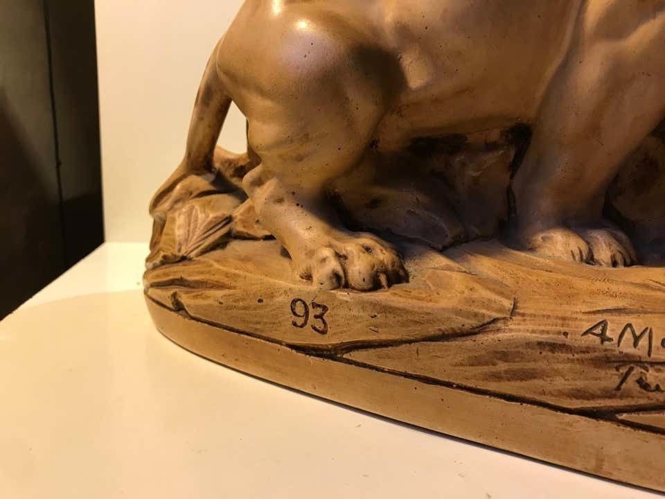 1873.0 French Art Deco Sculpture Of Lions A L'affut By A. Martinez, Paris 1924 photo