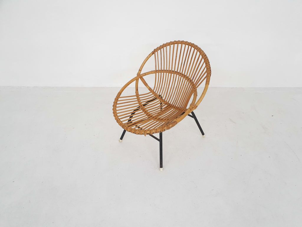 Rohe Noordwolde Rattan Lounge Chair, Nederland, Ca. Jaren 1950 photo Meubels