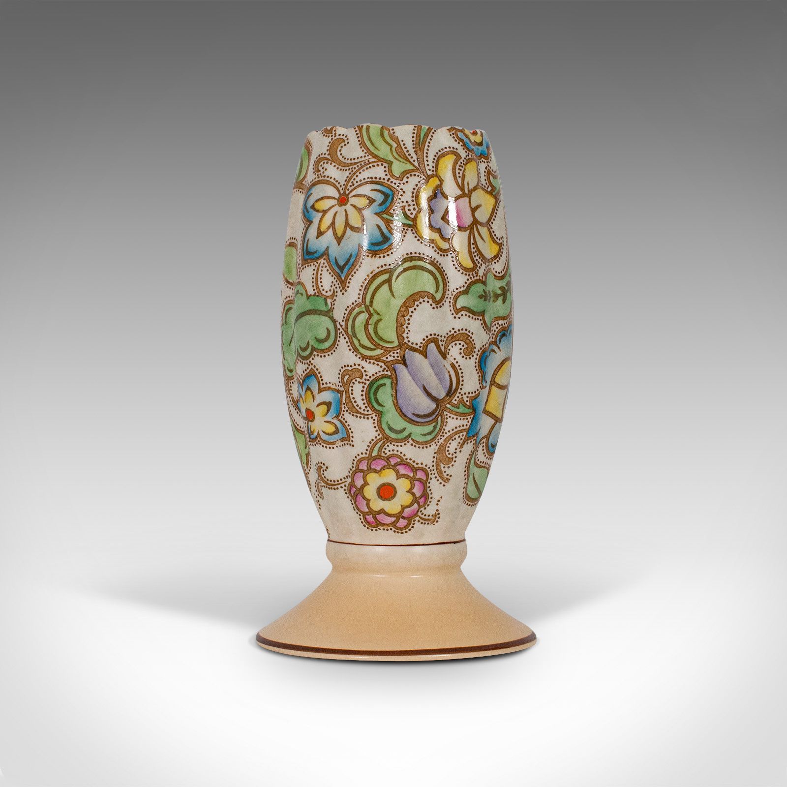 Small Vintage Flower Vase, English, Ceramic, Goblet Urn, Art Deco, Circa 1940 photo furniture