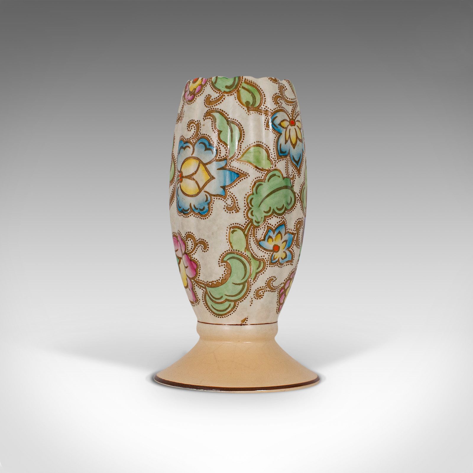 Small Vintage Flower Vase, English, Ceramic, Goblet Urn, Art Deco, Circa 1940 photo 195.0