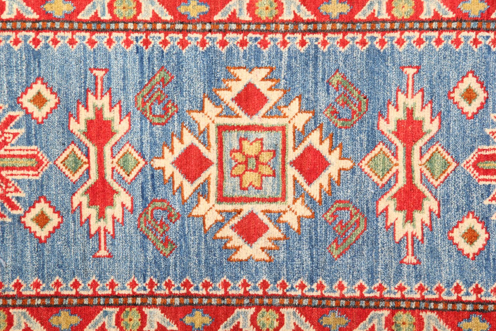 Tribal Wool Runner Rug  Blue Carpet Runner, Geometric Oriental Rugs 83x277cm photo 1290.0