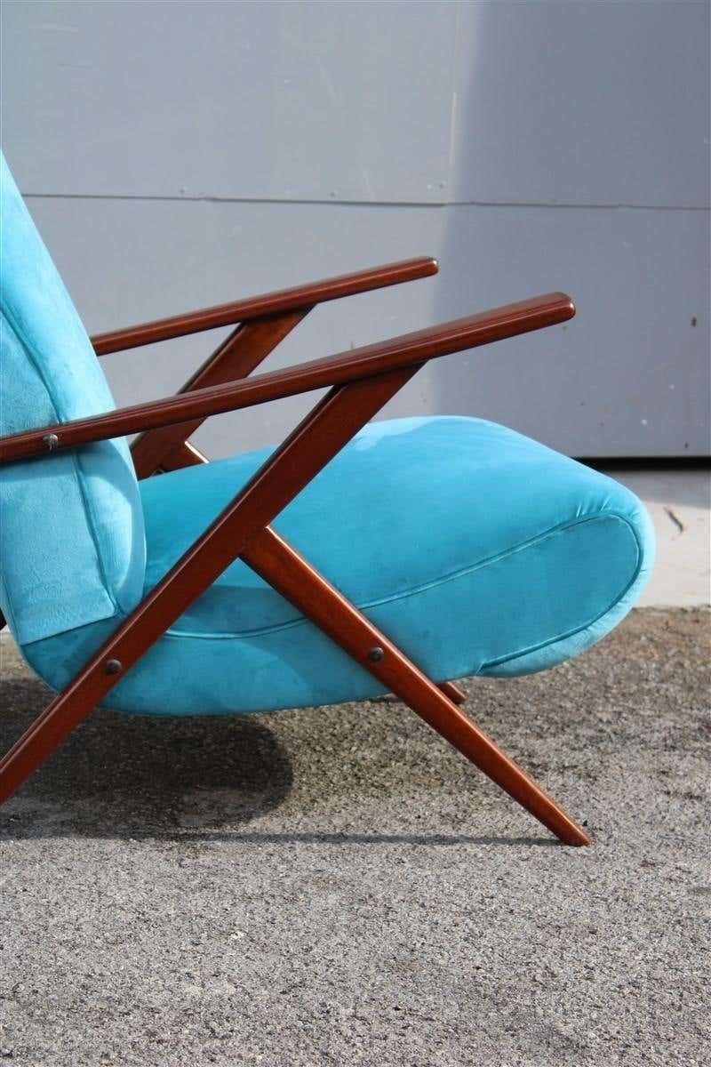 Pair Of Italian Midcentury Design Mahogany Turquoise Minimal Geometric Design photo Furniture