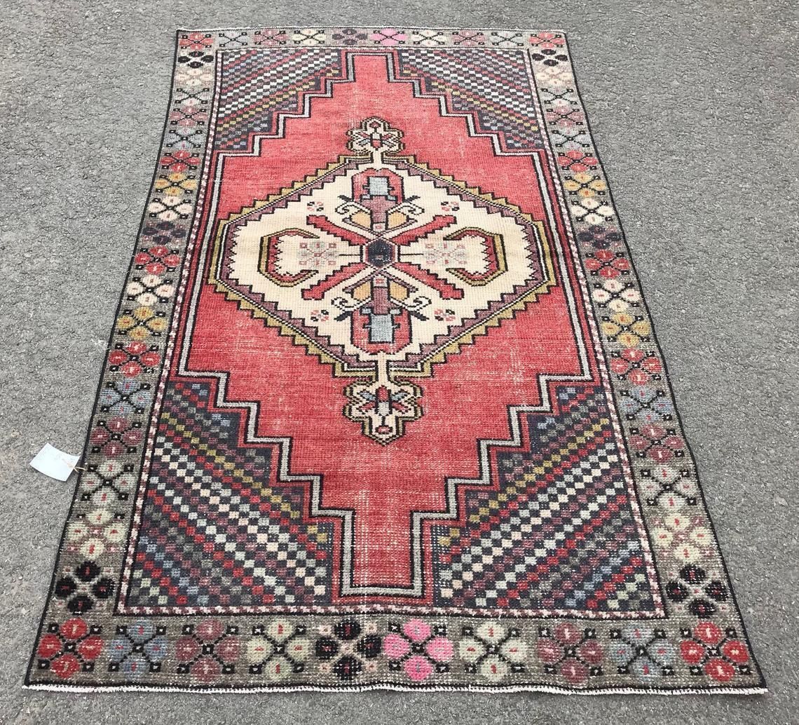 3'4x6'2 Ft,Dıstressed Anatolian Rug,Rug Vintage,ınterior Desing,Bohemian Rug,Oushak Rug,Carpet Rug Handmade,Wool Rug,Decorative Rug,Alfombra photo furniture