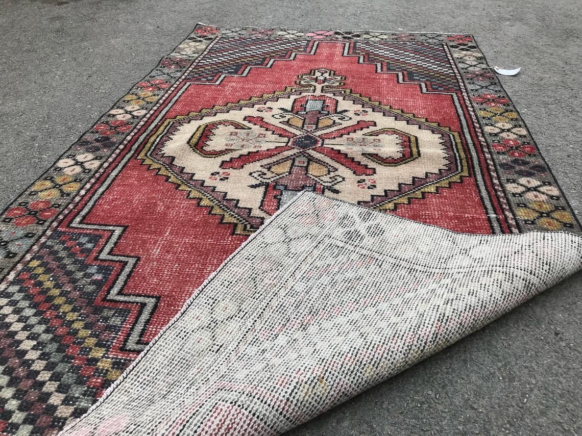 photo for sale 3'4x6'2 Ft,Dıstressed Anatolian Rug,Rug Vintage,ınterior Desing,Bohemian Rug,Oushak Rug,Carpet Rug Handmade,Wool Rug,Decorative Rug,Alfombra