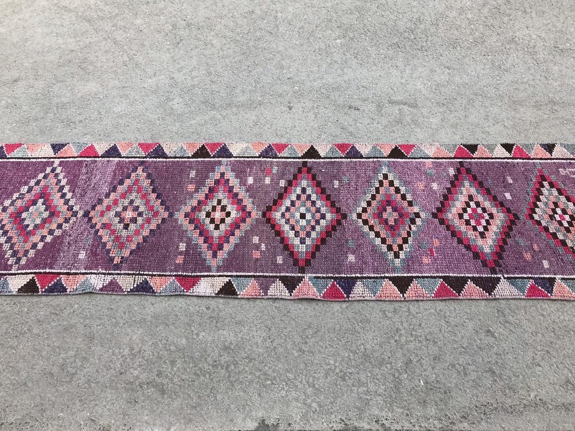 Turkish Runner Rug,Purple Runner Rug,Oushak Runner,Wool Rug,Home Decor,Anatolian Runner,Turkish Rug,Bohemian Rug,Area Rug,Carpet Rug,Runner photo 511.0