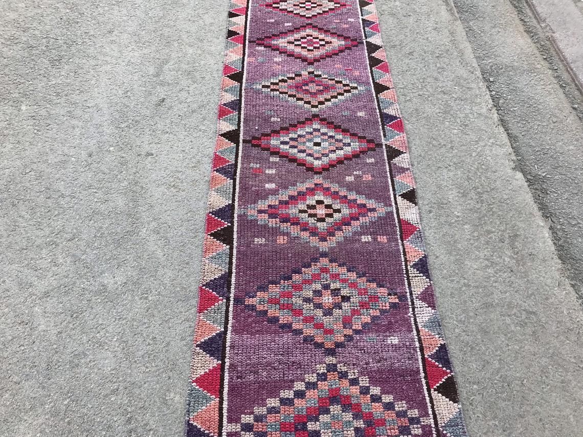 Turkish Runner Rug,Purple Runner Rug,Oushak Runner,Wool Rug,Home Decor,Anatolian Runner,Turkish Rug,Bohemian Rug,Area Rug,Carpet Rug,Runner photo buy