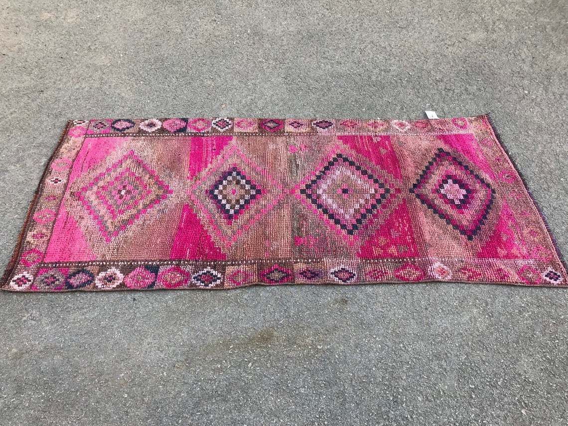 Turkish Pink 6'6x2'9 Ft,Runner Rug,Runner Rug,Oushak Runner,Wool Rug,Home Decor,Anatolian Runner,Turkish Rug,Bohemian Rug,Area Rug,Special photo for sale