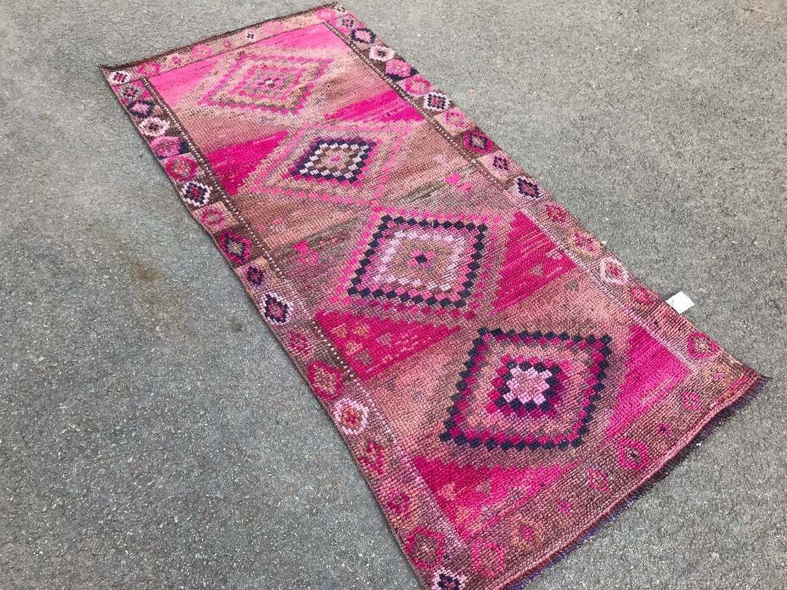 Turkish Pink 6'6x2'9 Ft,Runner Rug,Runner Rug,Oushak Runner,Wool Rug,Home Decor,Anatolian Runner,Turkish Rug,Bohemian Rug,Area Rug,Special photo vintage