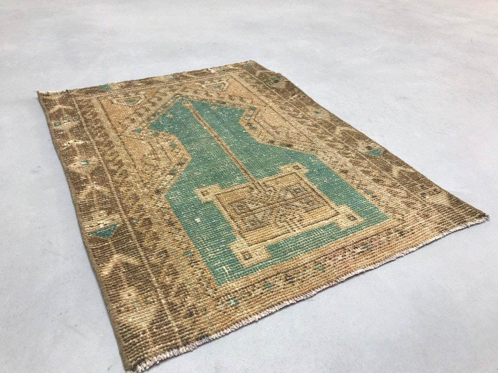 Decorative Door Mat Rug,Turquoise And Beige Rug Nomadic Anatolian Rug,,Bathroom Mat,Small Rug,Rug,Kitchen Rug,Traditional Wool photo 78.0