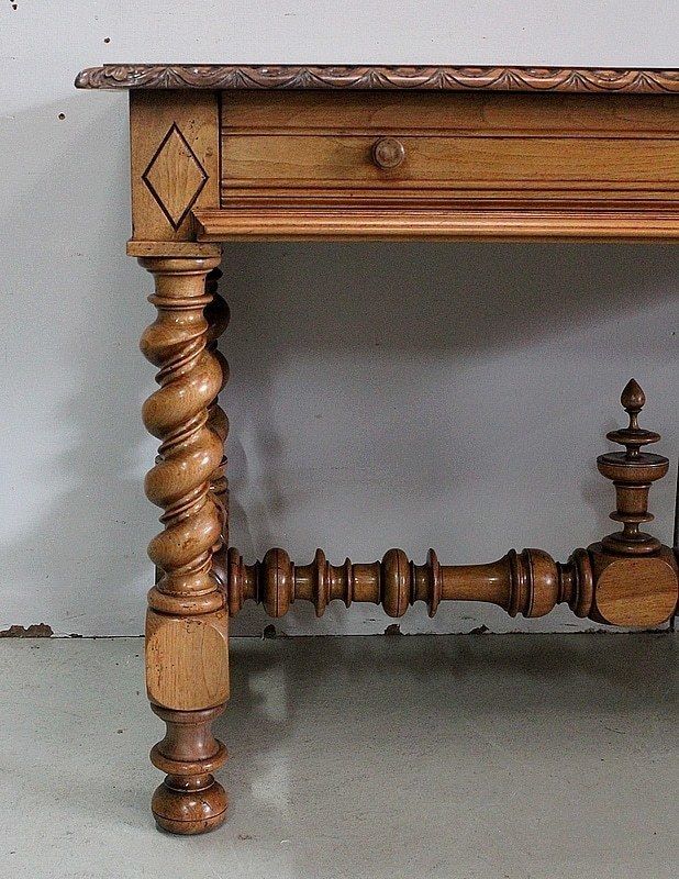 photo vintage Office Table In Solid Walnut, Louis XIII Style  19th Century