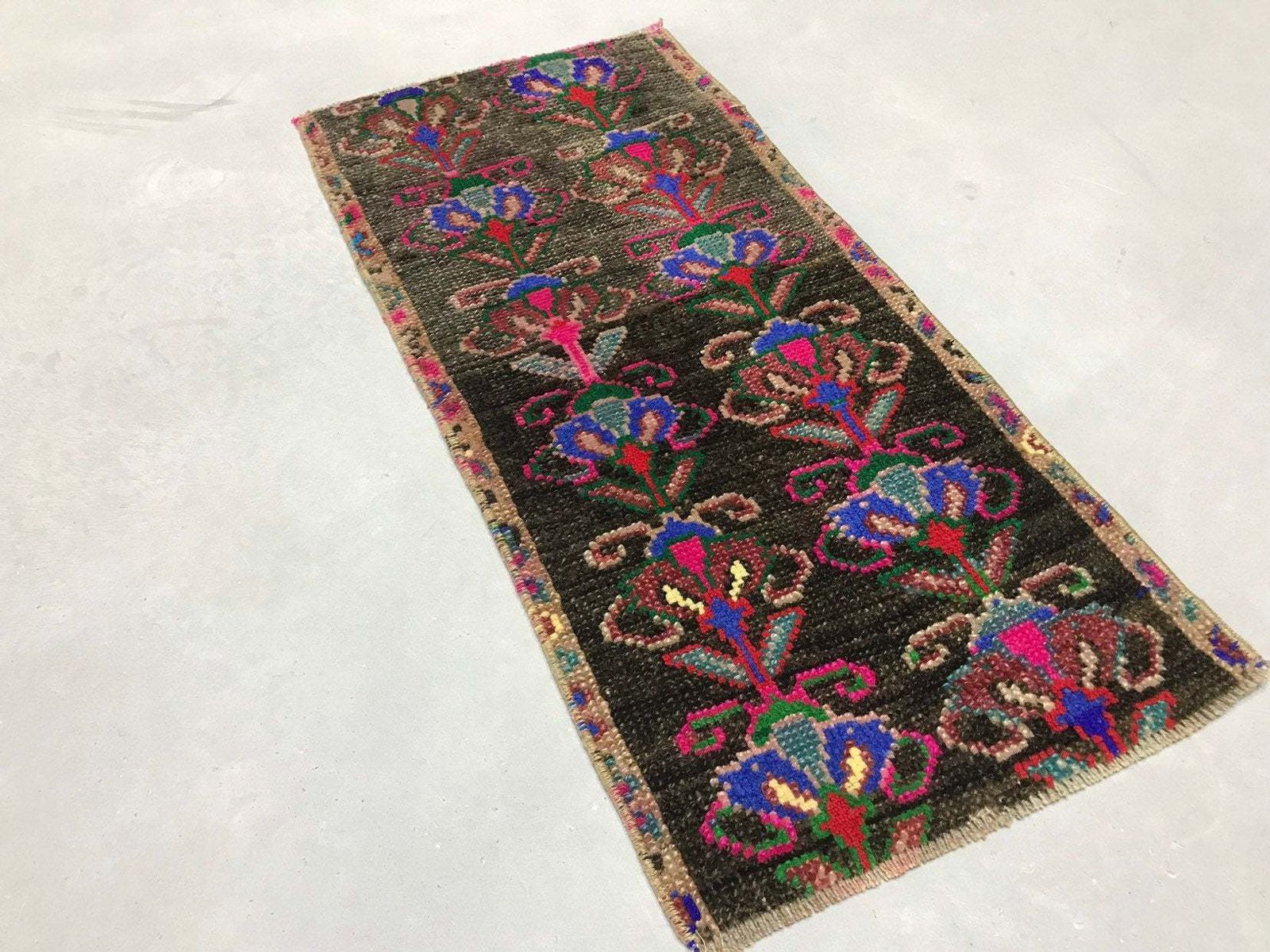 Turkish Anatolian Door Mat Rug,2’4x1’1 Feet,Nomadic Anatolian Rug, Small Rug,Bathroom Mat,Small Rug,Bedside Rug,Kitchen Rug,Traditional Rug photo furniture