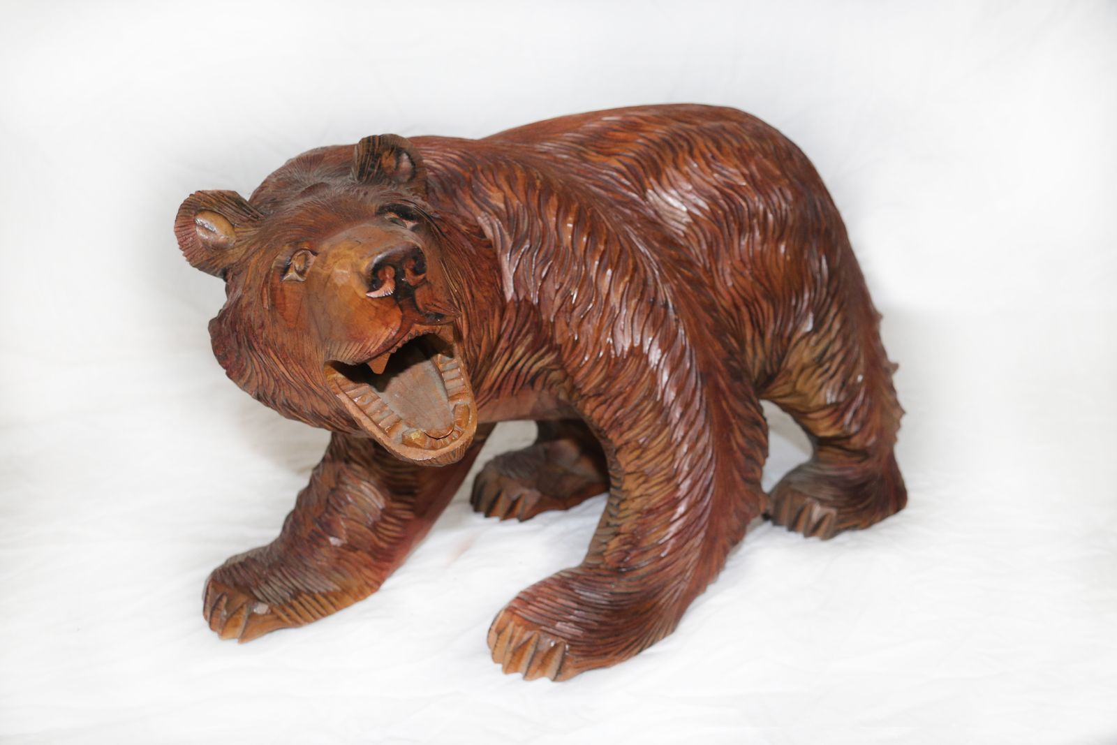 20th Century Black Forest Carved Wooden Model Of A Brown Bear