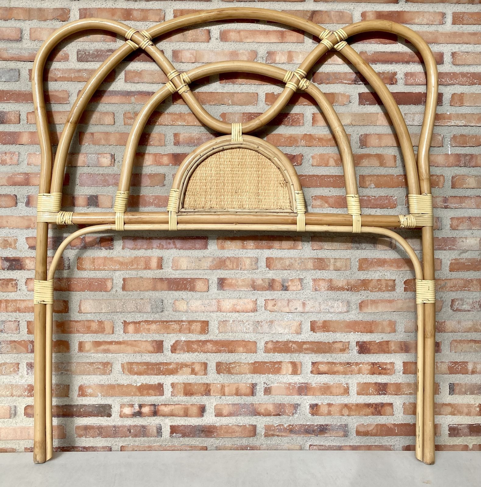 Mid Century Bamboo And Rattan Single Headboard Bed