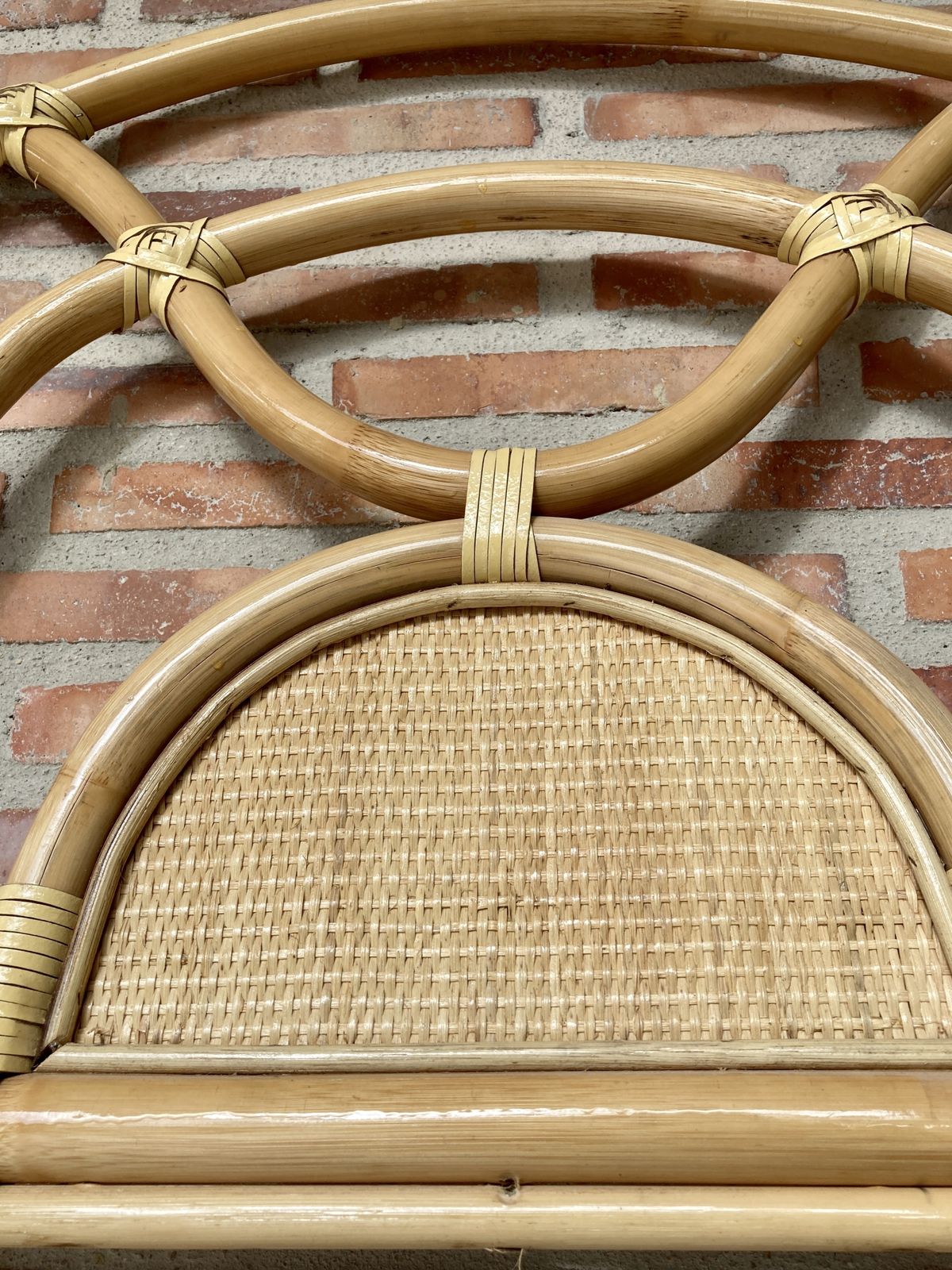 photo furniture Mid Century Bamboo And Rattan Single Headboard Bed