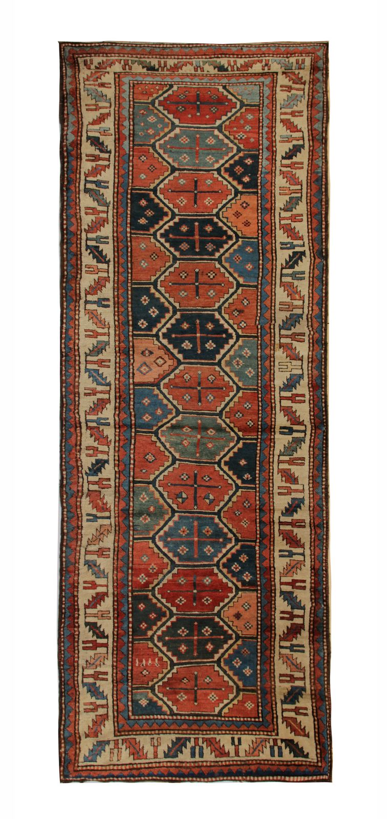 Antique Hand Made Caucasian Shirvan Runner Rug 119x343cm