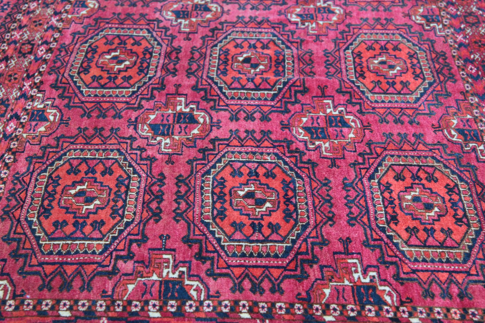 Antique Handwoven Wool Turkmen Area Rug 80x149cm