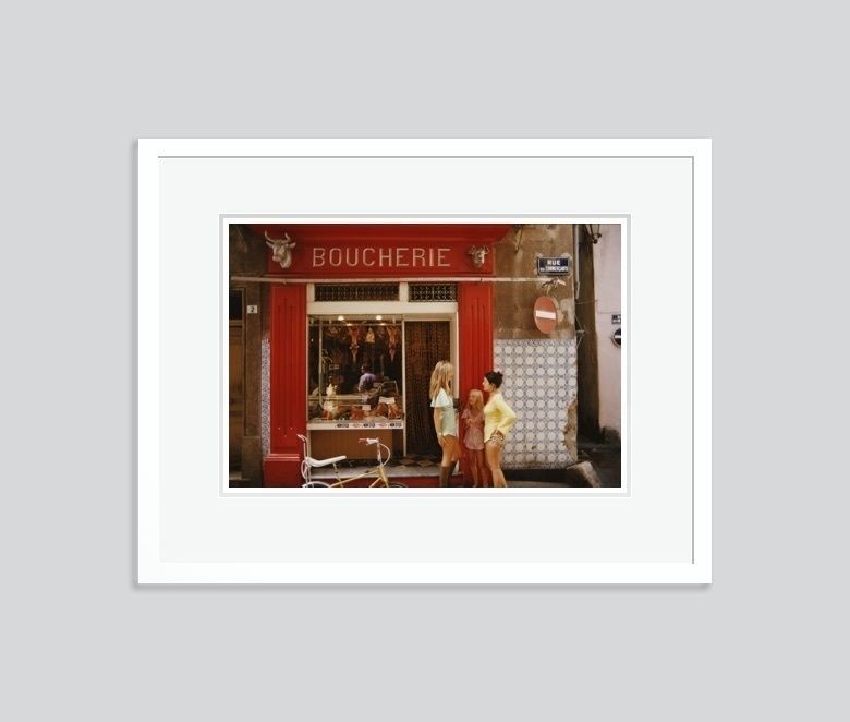 Slim Aarons 'Saint Tropez Boucherie' 1971 C Type Print Framed In White