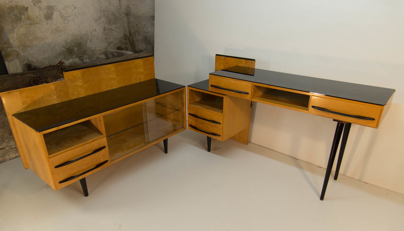 Modular Set Of Table, Night Stand And Chest Of Drawers By M. Pozar, 1960s photo furniture