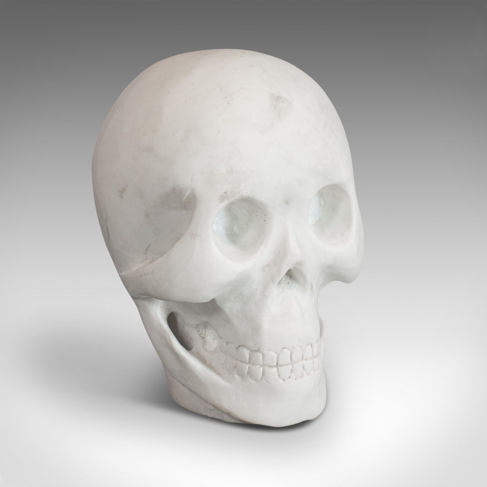Vintage Ornamental Skull, English, White Marble, Decorative, Desk, Mantel photo 1650.0
