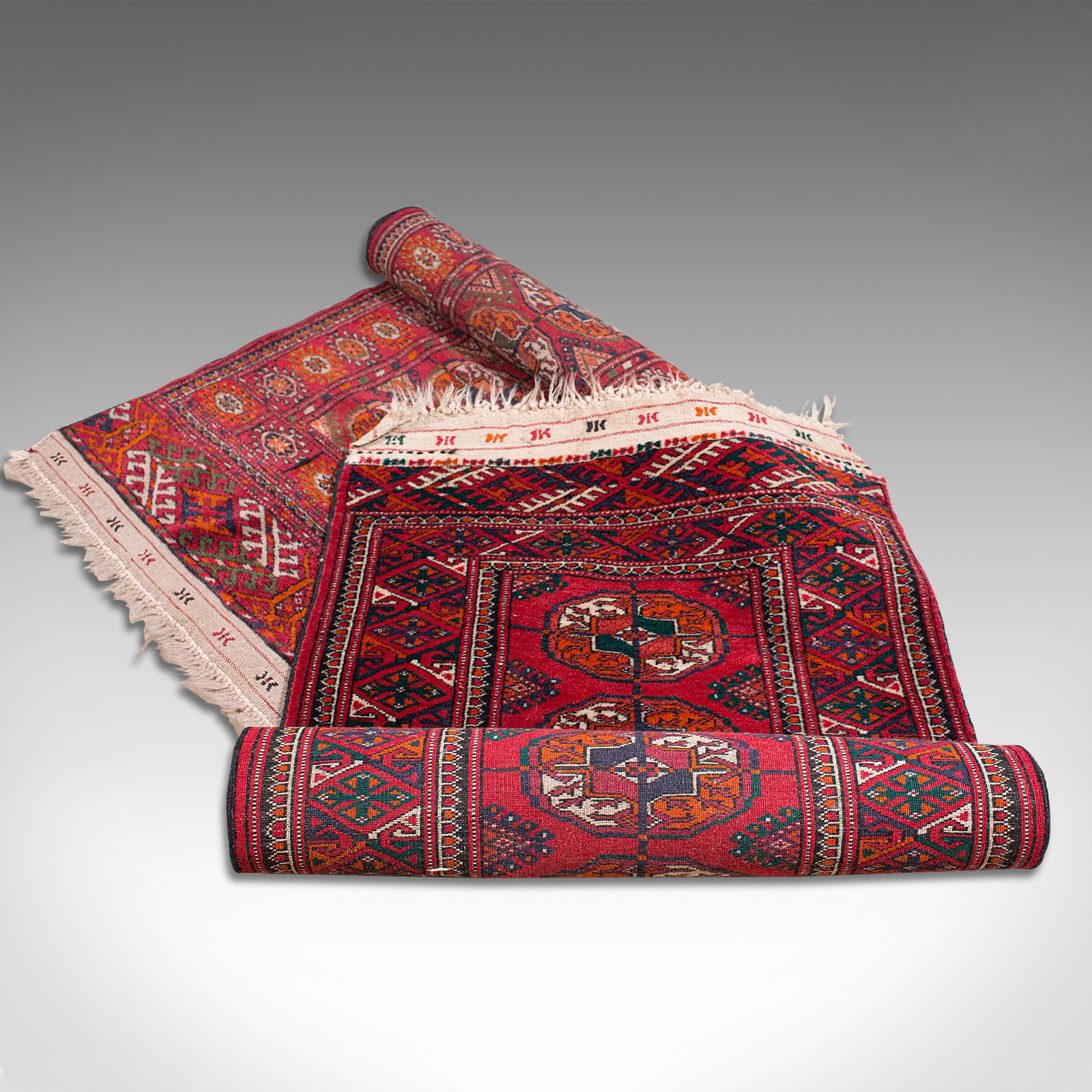 785.0 Antique Near Pair, Bokhara Rugs, Turkoman, Tekke, Carpet, Wall Covering, C1910 photo