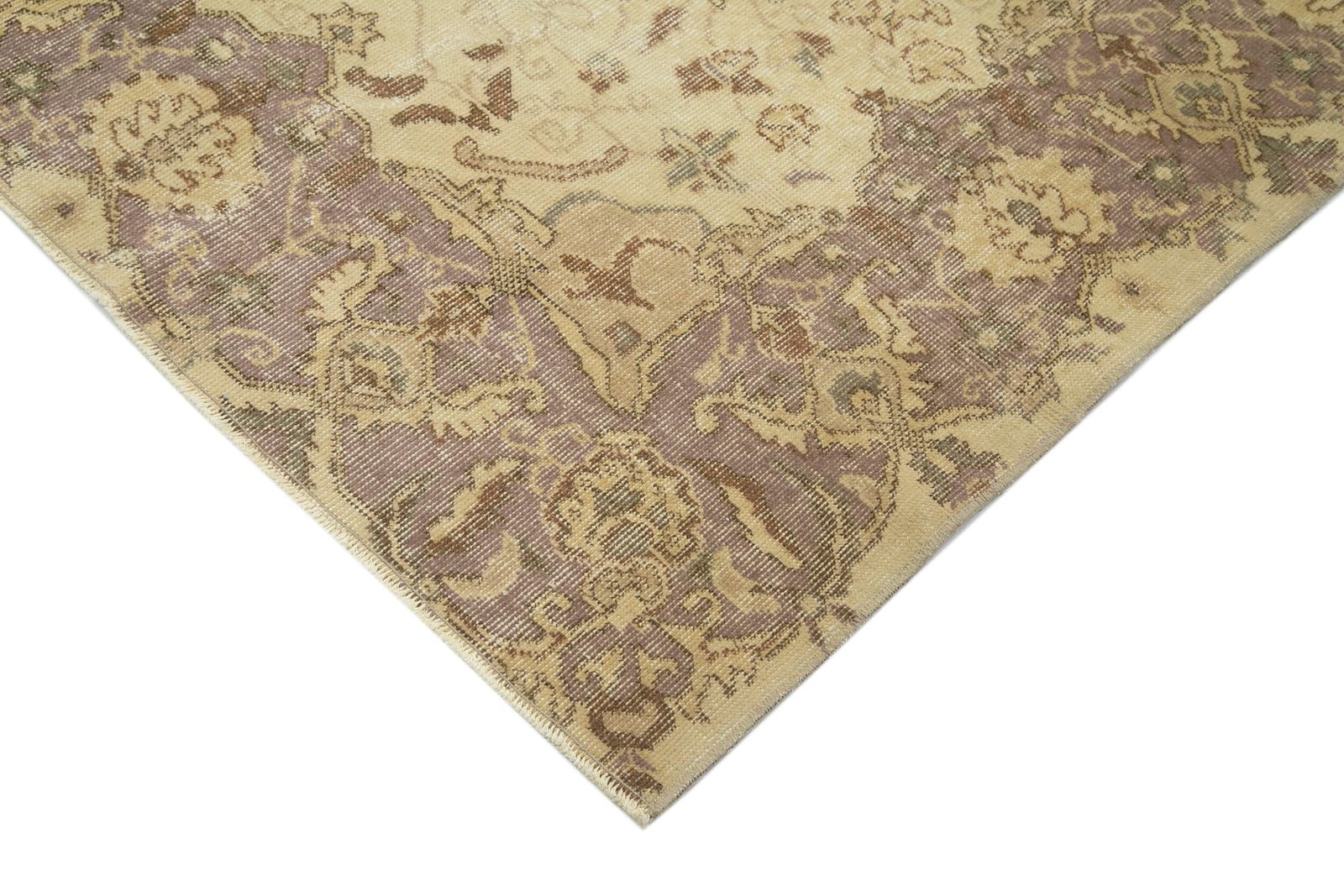 Traditional Hand Knotted Beige Vintage Wool Turkish Carpet photo for sale