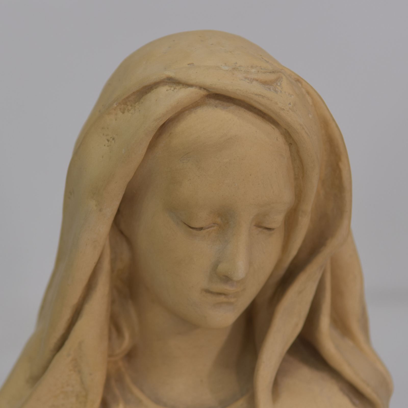 Terracotta Statuette Of The Virgin Saint By F. Carli photo for sale