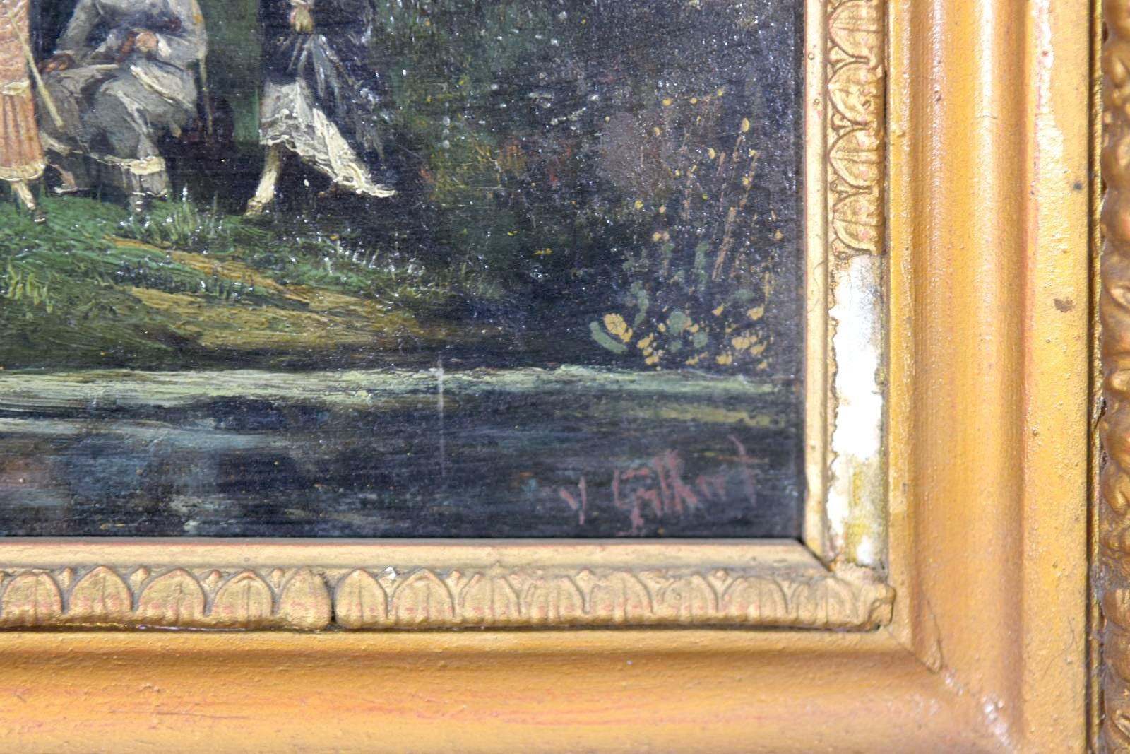 Genre Scene: "Lunch On The Grass". Xi Xth Century Painting By Gilbert photo for sale