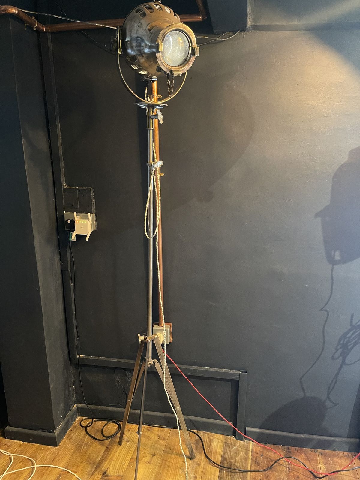 Rare Furse Theatre Light On A Very Rare And Original Polished Chrome And Brass Stand photo for sale