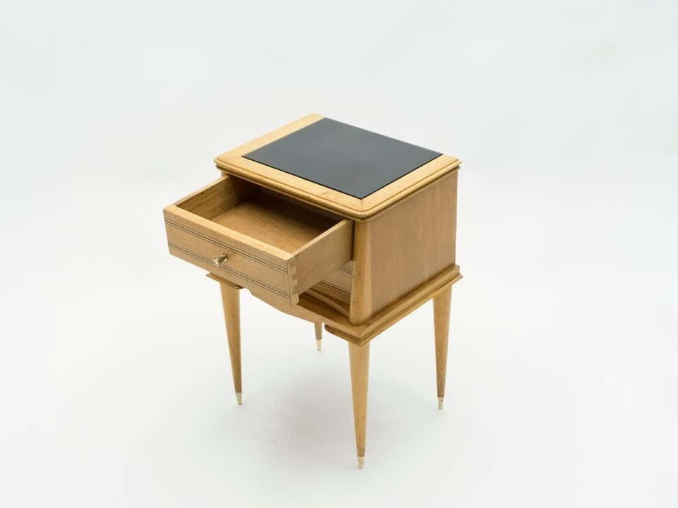 Tables de chevet françaises en sycomore, 2 tiroirs, attribuées à Suzanne Guiguichon, années 1950 photo buy