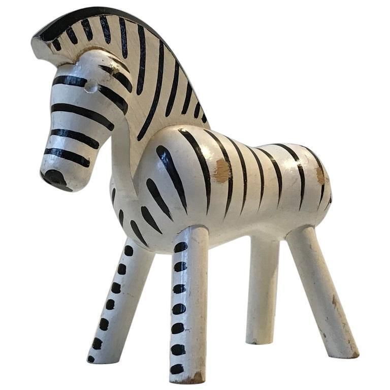 Kay Bojesen, Vintage Painted Zebra Figure, 1950s