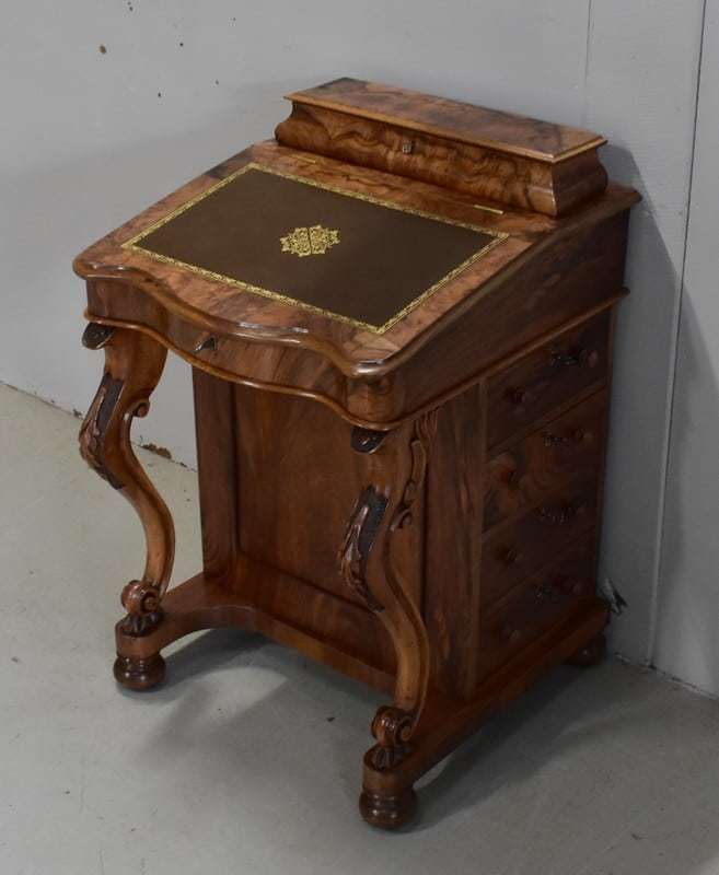 Davenport Desk In Walnut, Origin England Mid 19th Century photo for sale