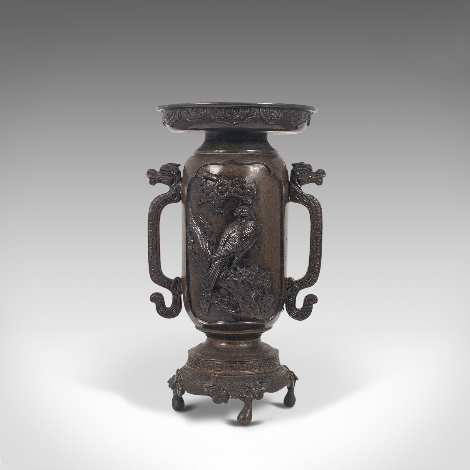 Home Decor Antique Decorative Vase, Japanese, Bronze, Meiji Period, Late 19th, Circa 1900 photo