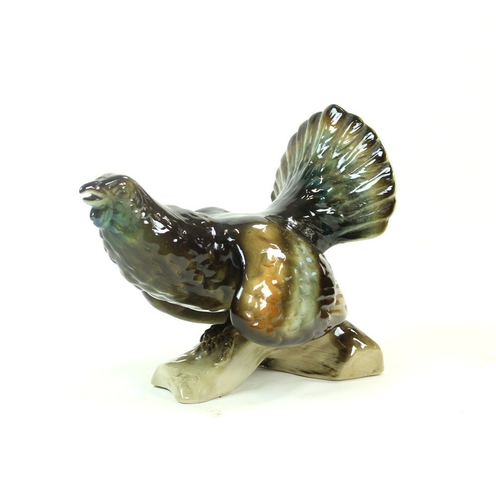 Midcentury Moorcock Porcelain Sculpture By Royal Dux, Czechoslovakia photo for sale