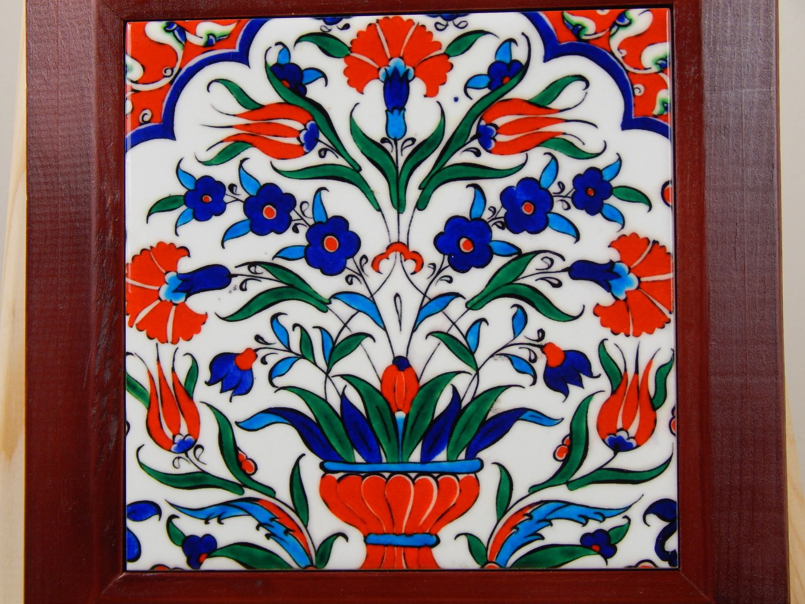 Turkey, Kutahya Pottery, Tiles, Vase Patterns, Art Painting, Picture Frames, Free Shipping photo Art