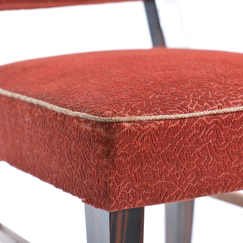 Art Deco Dining Chair In Veneer And Original Fabric, Czechoslovakia, 1940s photo for sale