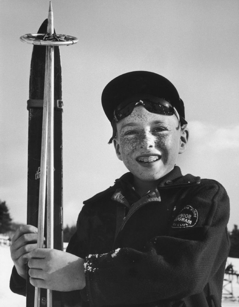 Slim Aarons 'Junior Skier (New England Skiing)' 1955 Silver Gelatin Print Framed In Black photo furniture