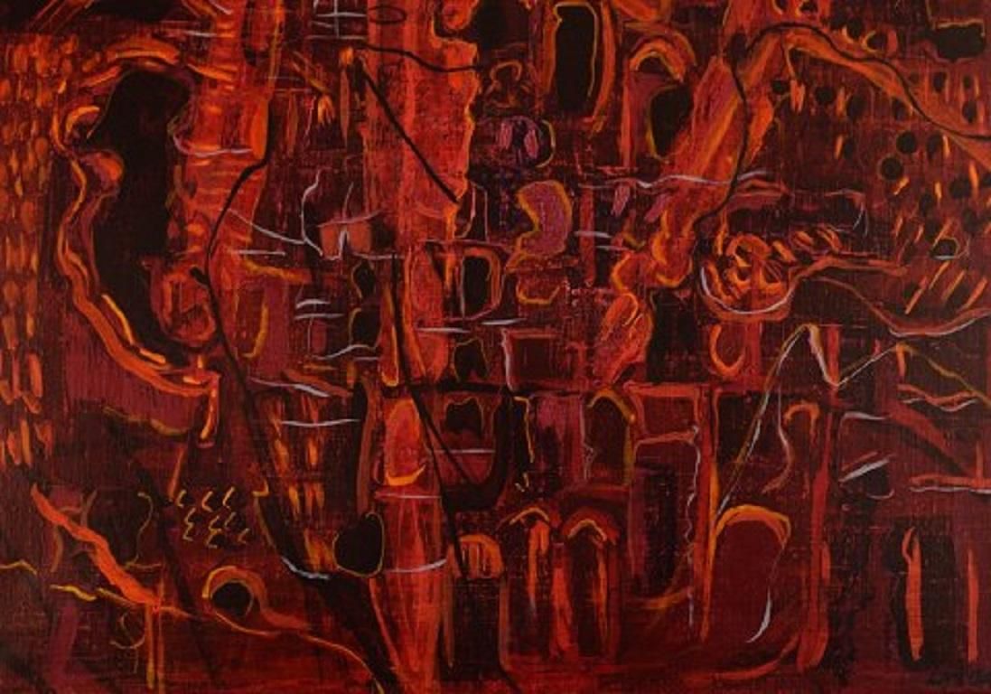 Ivy Lysdal, Acrylic On Canvas, Abstract Modernist Painting, Dated 1997 photo for sale